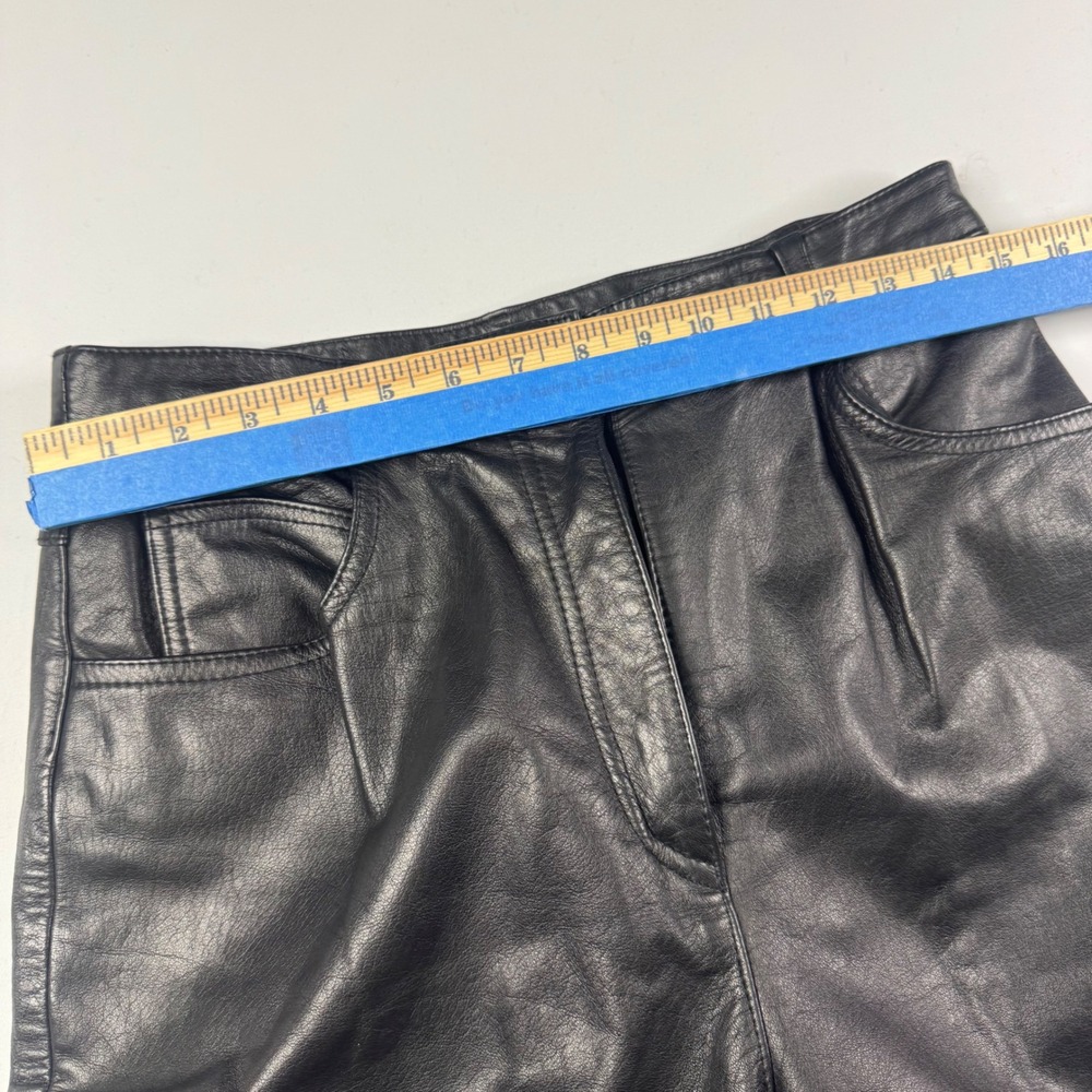 Moda‎ Spiegel Black Leather Pants High Waisted Tapered Leg Womens Size 10 29x29 - Picture 5 of 6